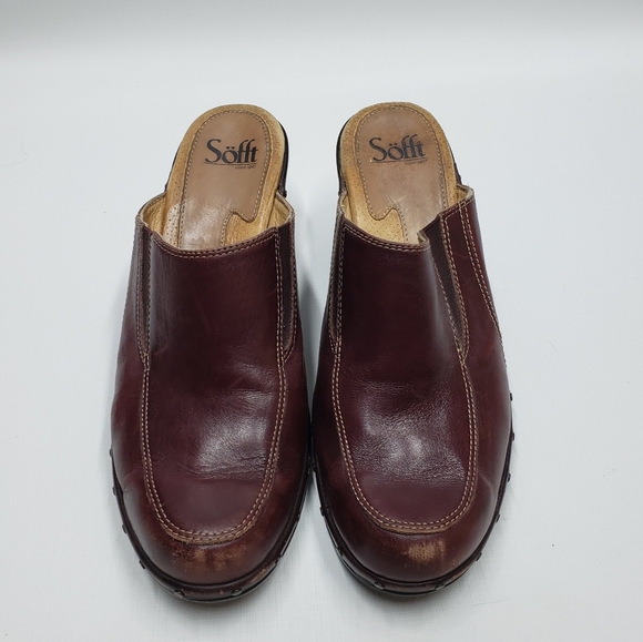 Sofft Women's Brown Leather Clogs Mules Size 8.5 - Picture 3 of 16